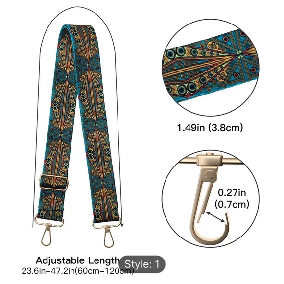 Bohemian Adjustable Shoulder/Purse/Guitar/Travel Bag Strap - Picture 5 of 6